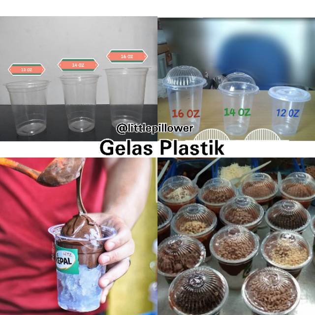 HARGA GROSIR!!! GELAS PLASTIK POLYCUP UK12 &amp; 14OZ DENGAN TUTUP