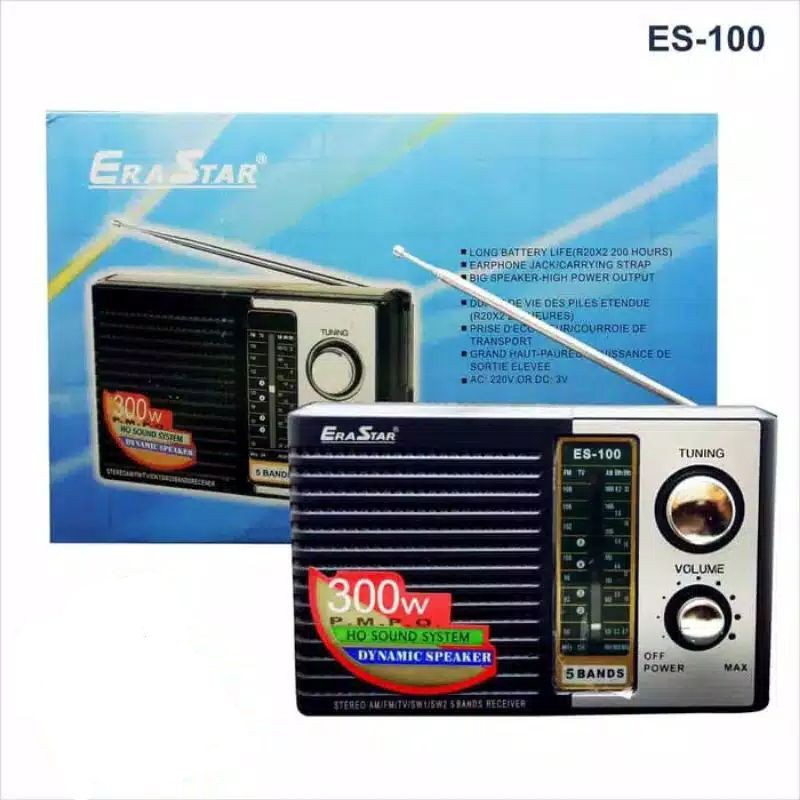 Radio Jadul EraStar ES-100 Stereo AM/FM/TV/SW1/SW2/5 BANDS RECEIVER - Radio Murah