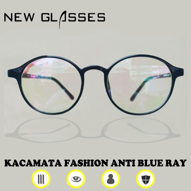 Kacamata fashion anti blueray round frame wanita pria kaca mata gaya anti radiasi glasses unisex