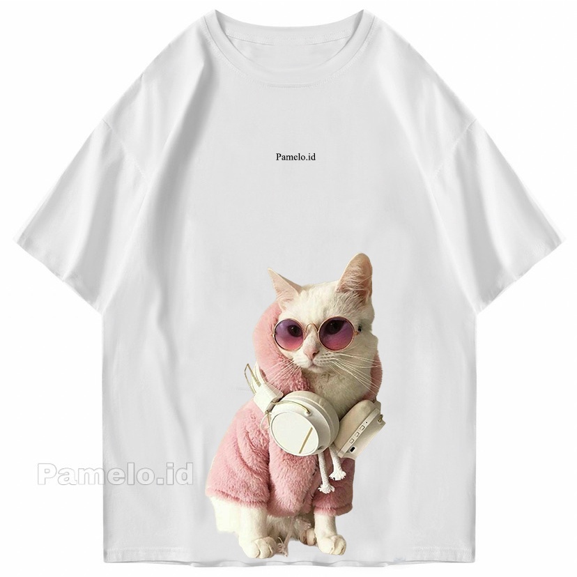 Pamelo id Kaos Distro Pinky Catty for Unisex/Kaos Oblong/T-shirt/Kaos Katun/Kaos Casual Gambar Besar/Kaos Oversize