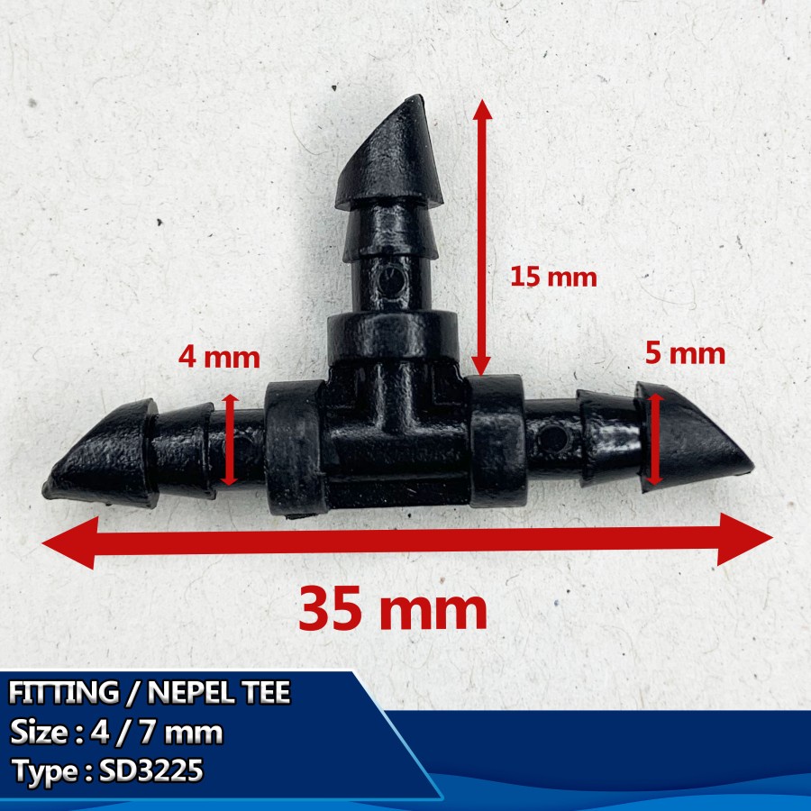 Nipple / Nepel / Nipel Tee 7 mm Irigasi SD3225 - 10 pcs