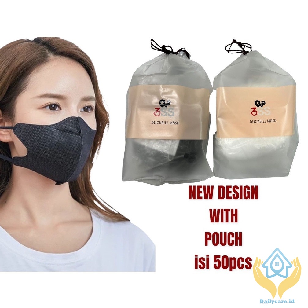Masker Duckbill Emboss 3SS isi 50 pcs Free Pouch