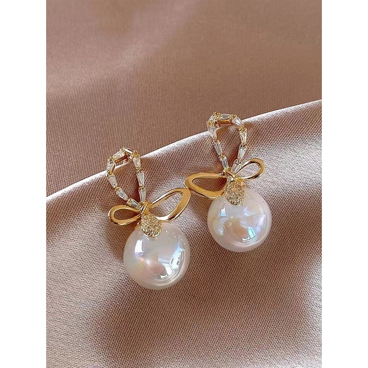 Anting Tusuk Sterling Silver 925 Desain Geometri Hias Mutiaraberlian Gaya Koreasimple Untuk Wanita