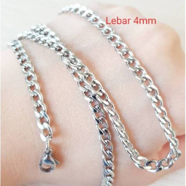 kalung fashion titanium silver import putih KGS01