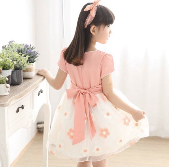 【Harga spesial】 Baju Gaun bunga nyaman musim panas lengan pendek gaun putri gaun sifon manis