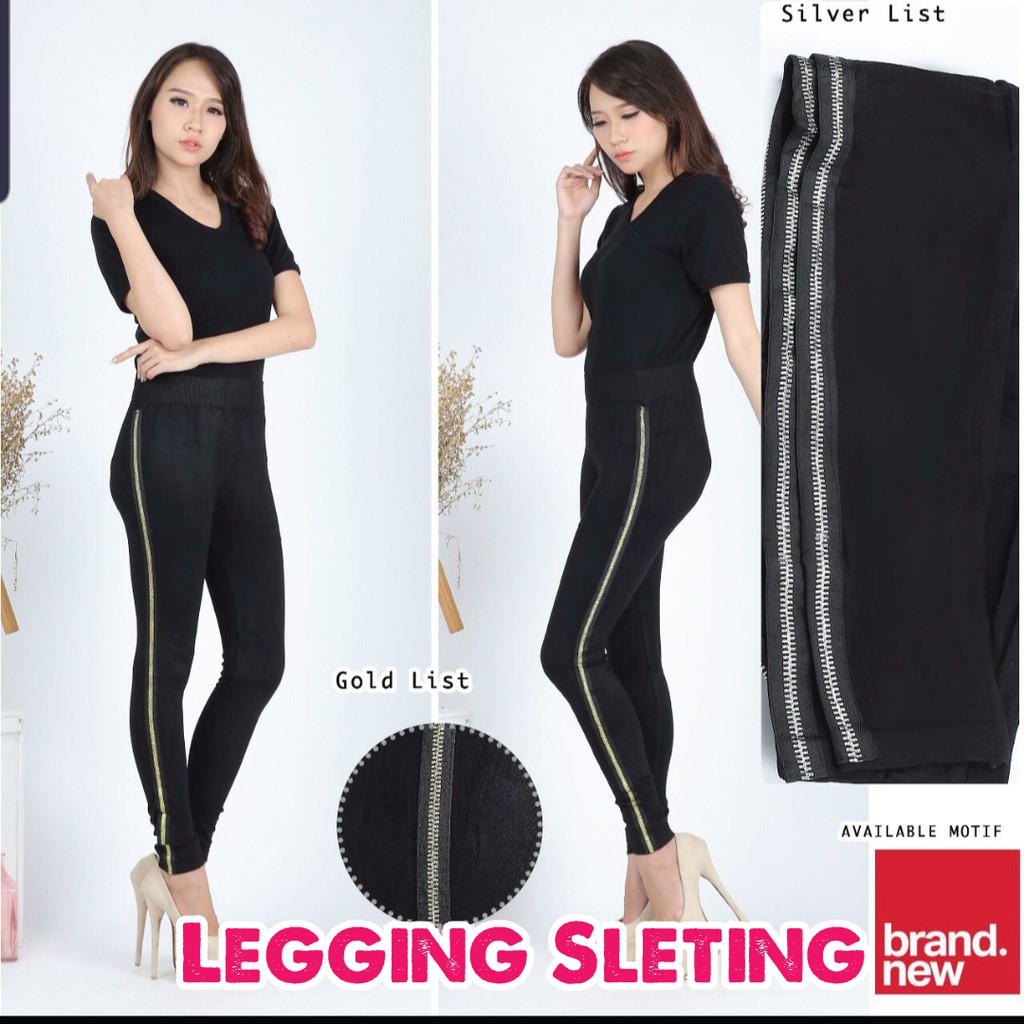 Legging SLETING Wanita / Legging STRIPE PUTIH Wanita / Legging Panjang Jumbo / Legging Fashion