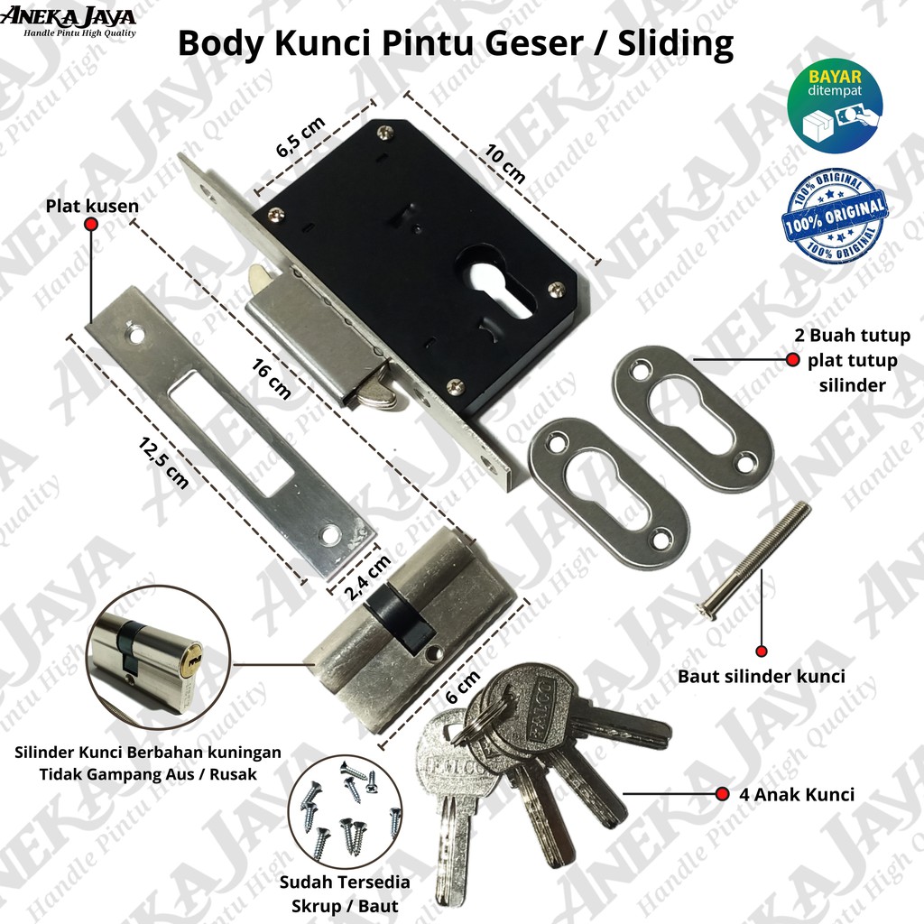 Body Kunci Pintu Geser /  Body kunci Sliding / Original Bagus Murah Berkualitas