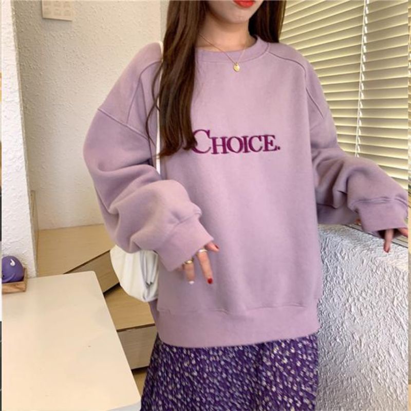 Sweater switer Oversize Crewneck Pakaian Wanita Korean Style Oblong Terbaru CHOICE BORDIR Kekinian Termurah