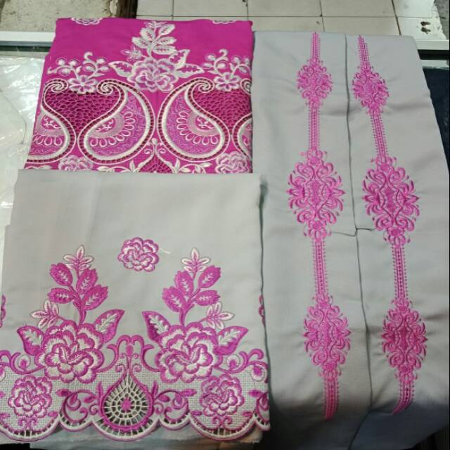 Ready bahan Baju Kurung Bordir Couple