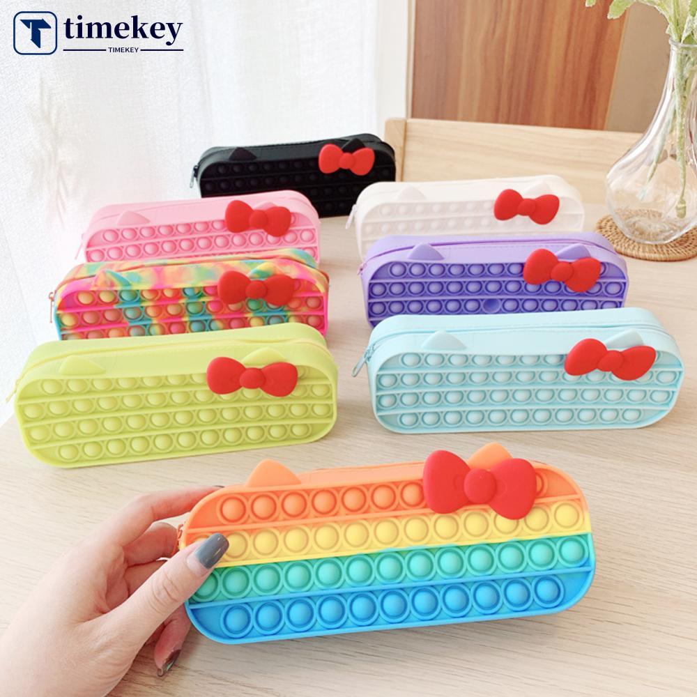 Timekey Tempat Pensil Squishy Bentuk Kucing Bahan Silikon Anti Stress K4Y2