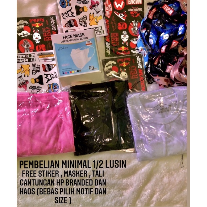 KAOS DISTRO PRIA OVERSIZE FREE MASKER DAN STIKER , KAOS OVERSIZE , KAOS PRIA COTTON COMBED 30s