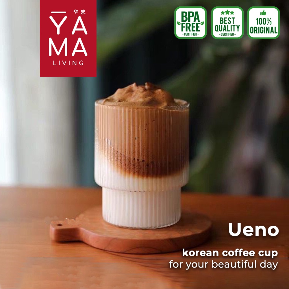 YAMA UENO Aesthetic Korean Glass Gelas Kaca Cafe Cangkir Kopi Coffee Shop Espresso Teh Nordic Cup