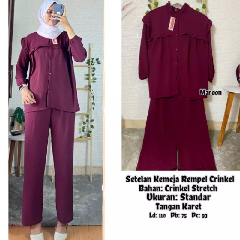 Milly Set Rayon Crincle / Setelan Wanita Modern 2022 / Setelan Rayon Cinkle Wanita Terbaru 2022 Kekinian / TONNI DJAYA