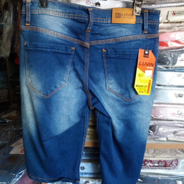 celana pendek jeans wanita biru dongker navy hitam