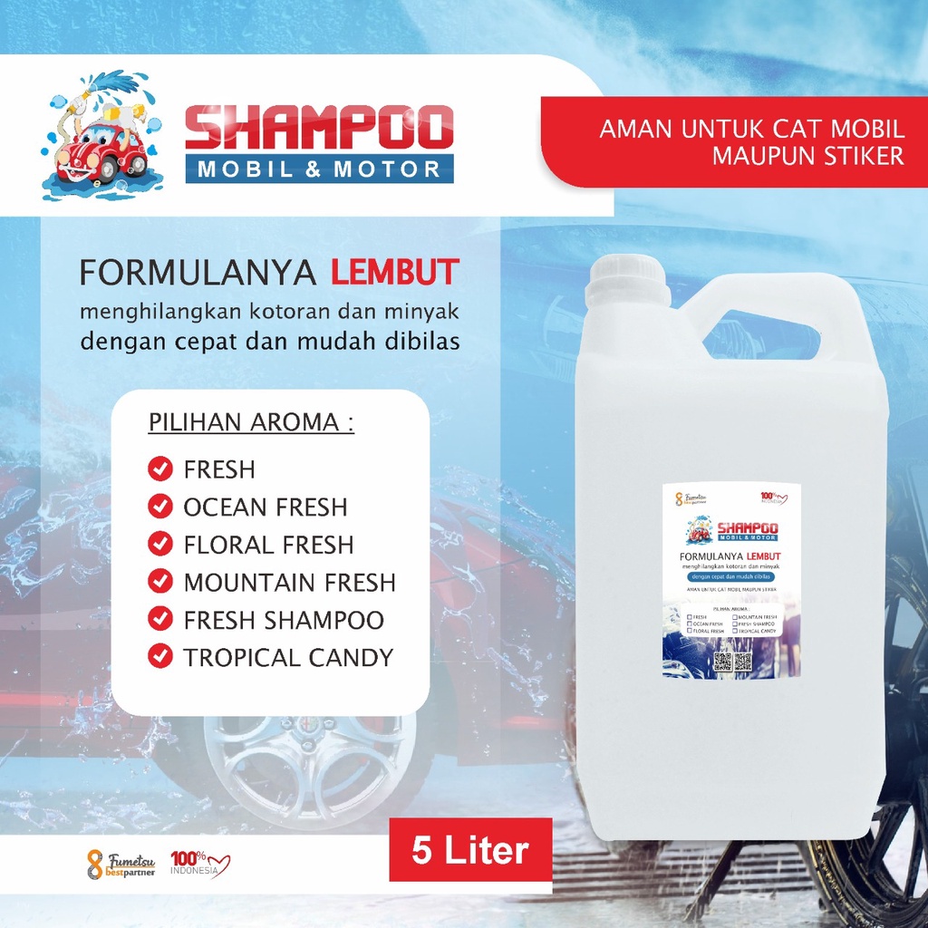 Shampoo Pembersih  Cuci Mobil Dan Motor Aroma Segar Wangi Kemasan 5 Liter Jerigen