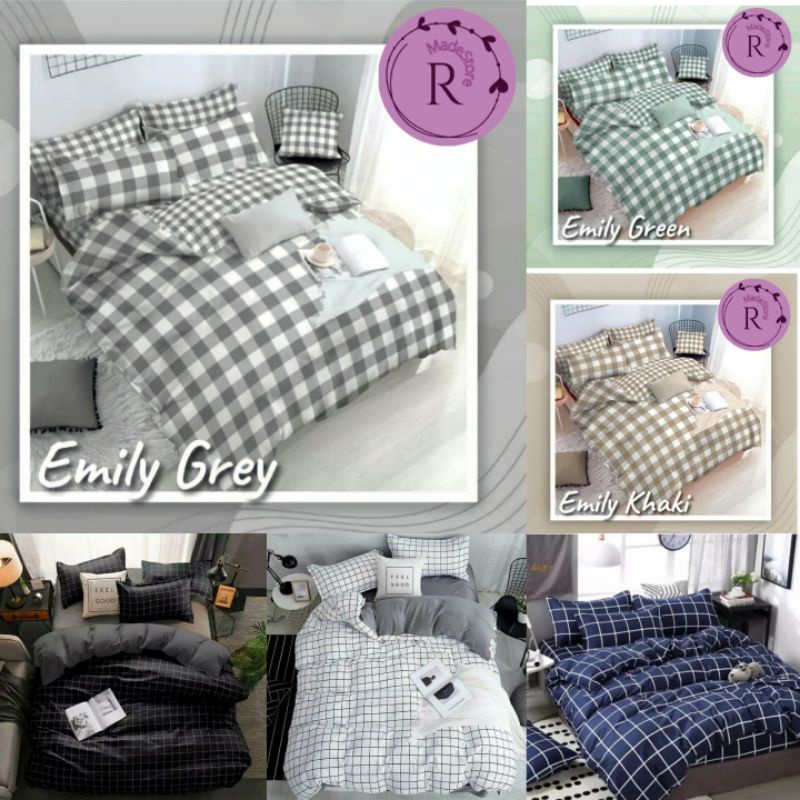 SPREI TERLARIS 160,180,200 MOTIF GINGHAM GREY,GREEN,BLUE,PINK HOMEMADE