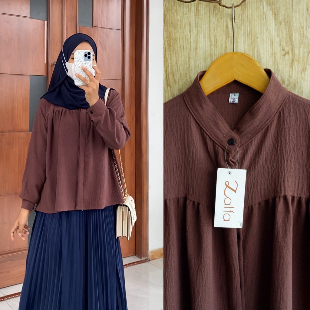 RANIA blouse by ZALFA OUTFIT / Blouse crincle / kemeja rayon / kemeja polos