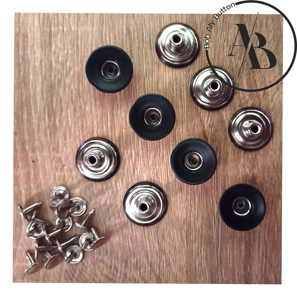 KANCING JEANS PATEN BOLONG CEKUNG 20MM HITAM ARANG PER 12 PCS BC 20 DC