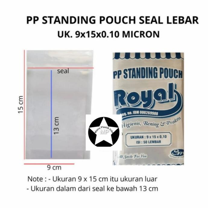 50pcs PP Standing Pouch 9 cm x 15 cm Plastik Ziplock Royal