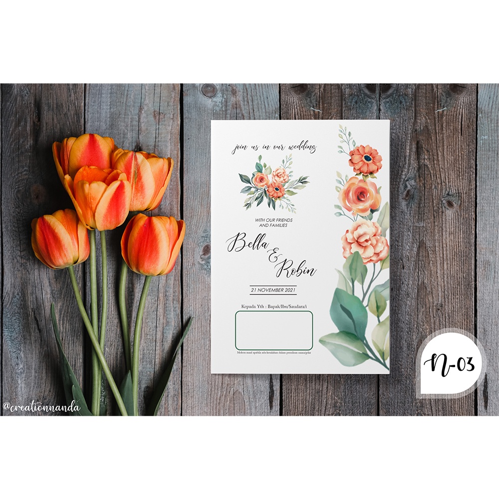Undangan Cantik N-03 + Thanks Card