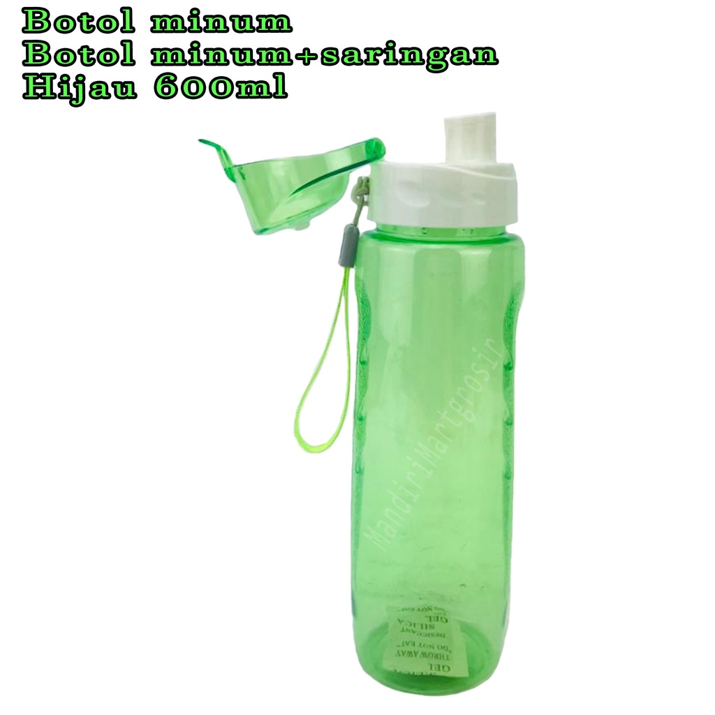 Botol minum + saringan * botol plastik * Warna pink * 600ml