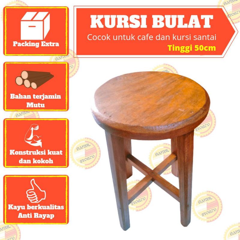 Kursi Kayu Minimalis Cocok Untuk Cafe / Warung Bahan Kuat Tebal Dan Kokoh