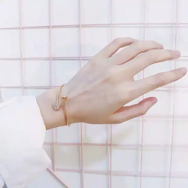 Gelang tangan love simple heart bangle cantik korea-1