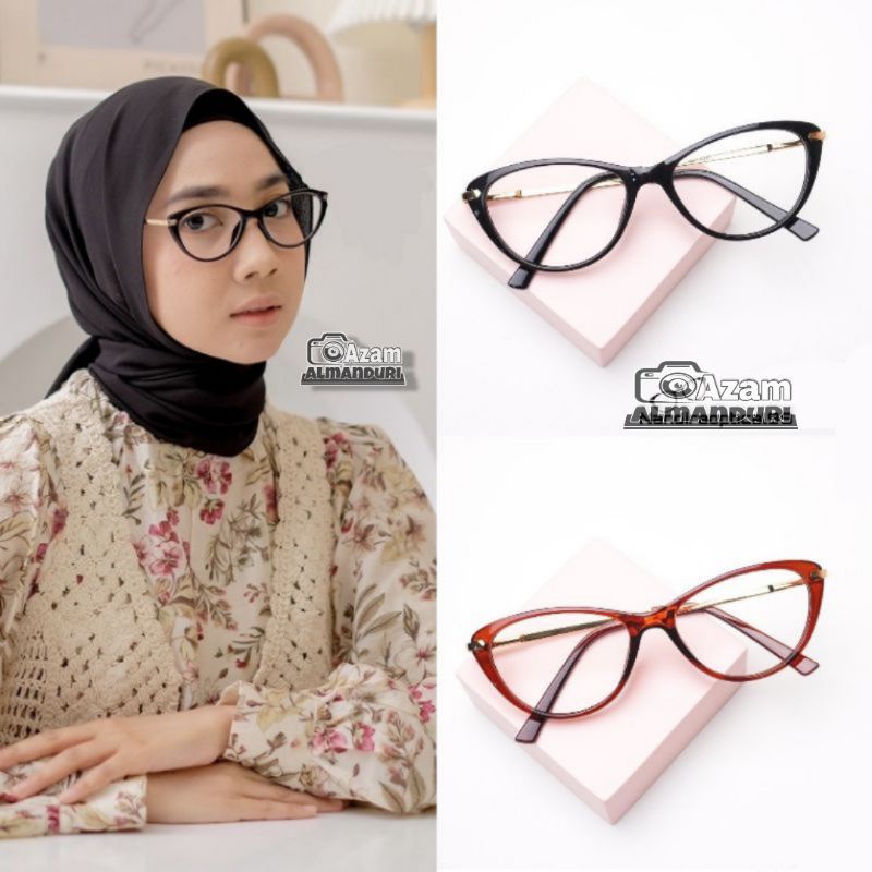 [ BAYAR DI TEMPAT ] Frame kacamata SOFIA Cat Eye Lensa photocromic wanita 9011 Anti radiasi