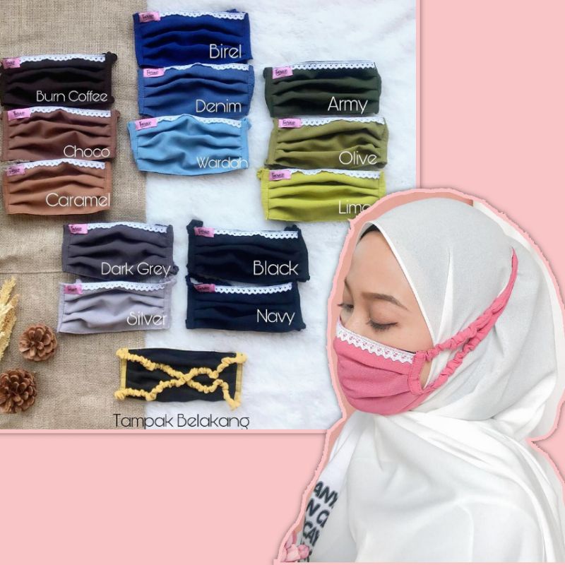 MASKER HIJAB POLOS KOMBINASI RENDA - MASKER HIJAB RENDA PART 2 BY FARAZ