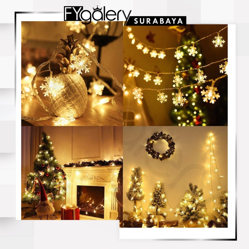 FYGALERYSURABAYA  Tumblr Snow Lampu Tumblr Snowflake 8,5 Meter OPP Lampu Dekorasi Salju Natal