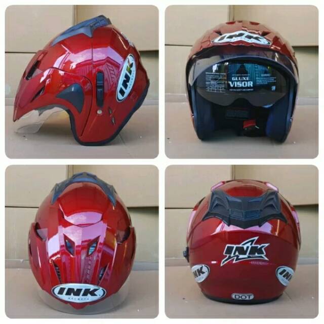 HELM MODEL T1 DOUBLE VISOR MERAH MAROON
