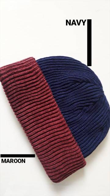 Special Beanie hats series 2 tone,beanie hat 2in1 rajutan, kupluk 12get