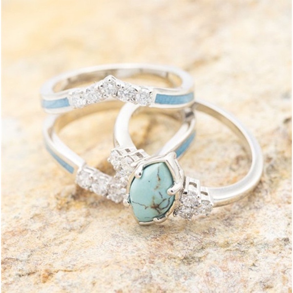 Perhiasan Cincin Berlian turquoise Untuk Wanita