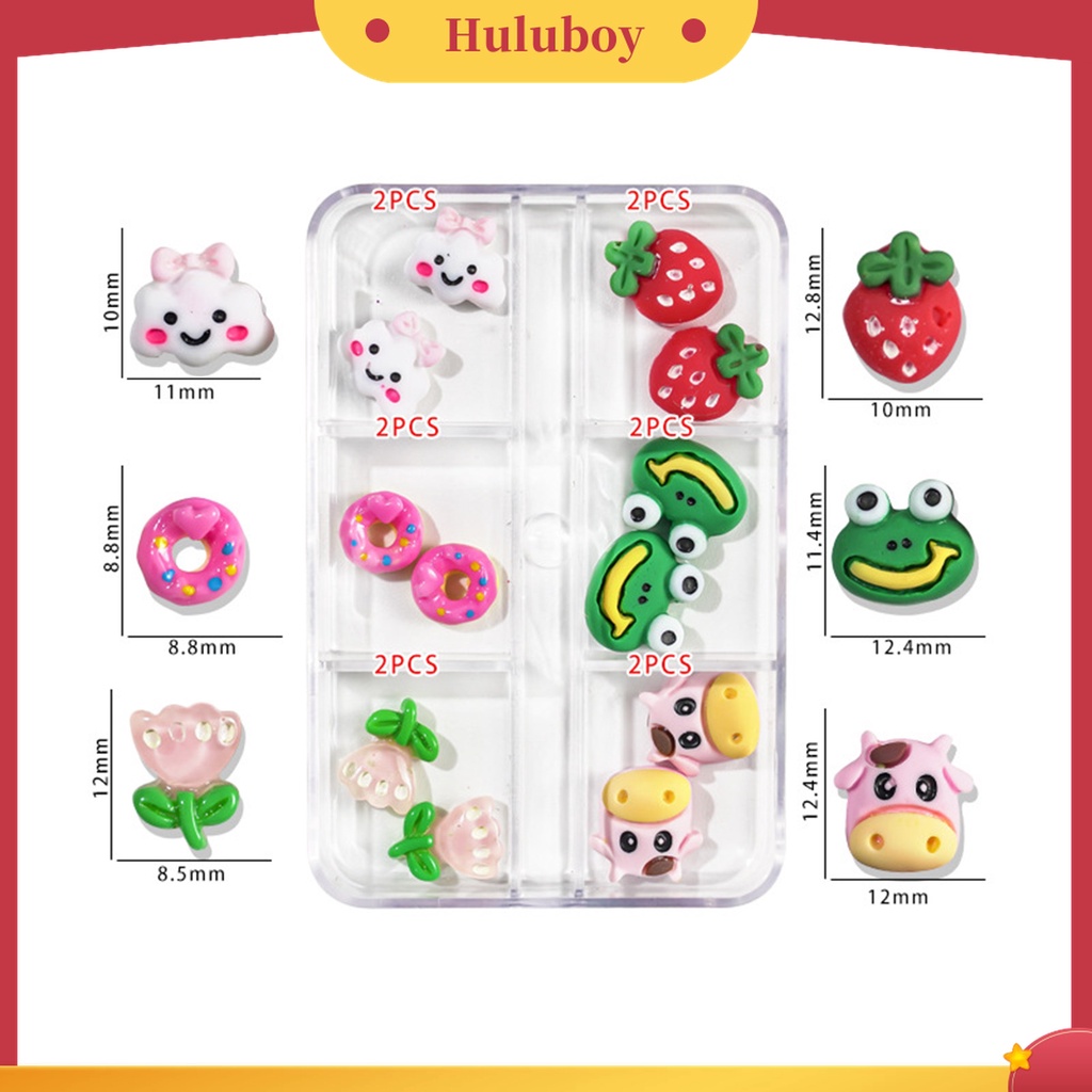 Huluboy Huluboy♡ 1 Kotak Charms 3D Bentuk Kartun Bahan Plastik Untuk Dekorasi Nail Art