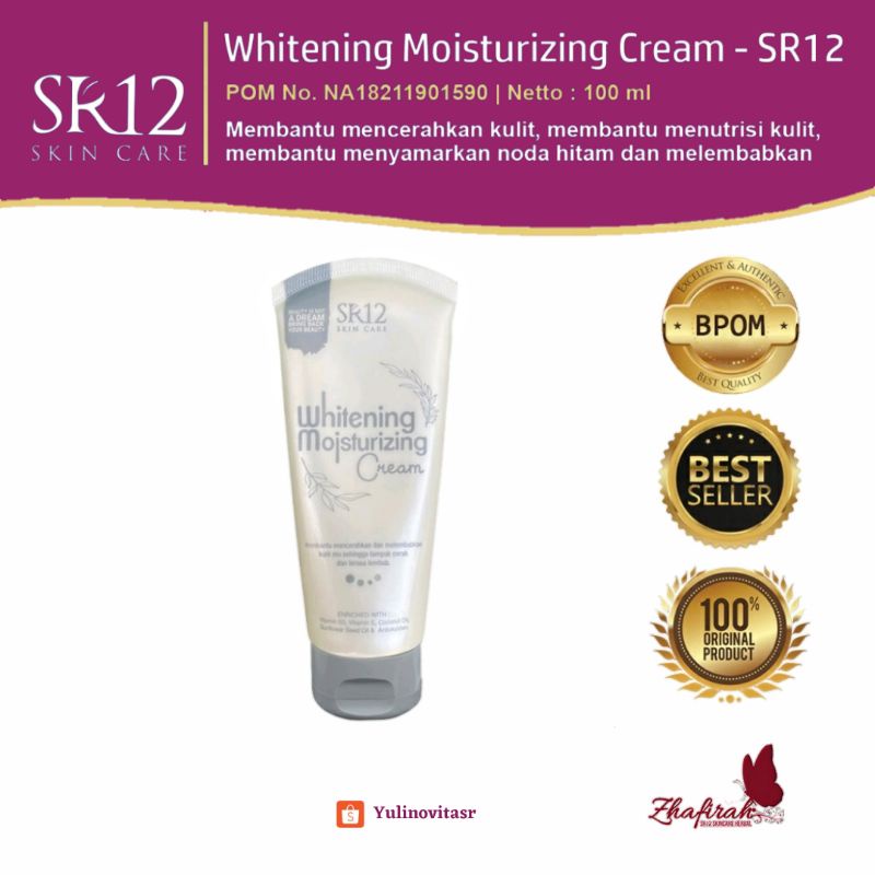 SR12 WHITENING MOISTURIZING CREAM PEMUTIH BADAN BPOM / CREAM PEMUTIH WAJAH BPOM