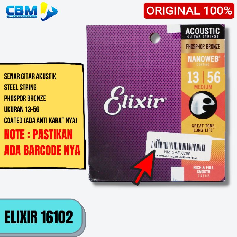 SENAR GITAR ELIXIR SENAR ELIXIR 16102 AKUSTIK PHOSPOR 013