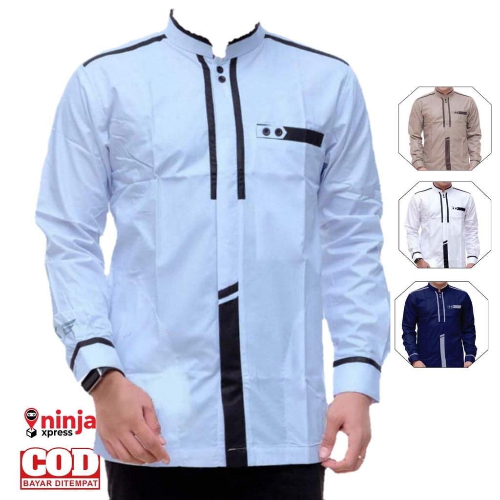 pakaian✥☍۞BISA COD Terbaru Terkini El Rumi Shop Baju Koko Muslim Pria Lengan Panjang El Rumi Motif K