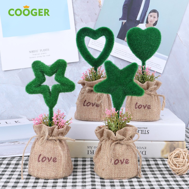 COOGER Kaktus Hias  Dengan  Pot Karung Goni Artifisiall 