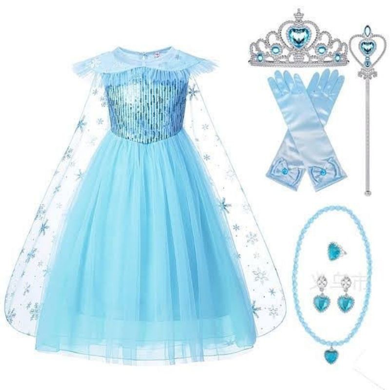 DRESS FROZEN ELSA GAMIS LEBARAN ANAK