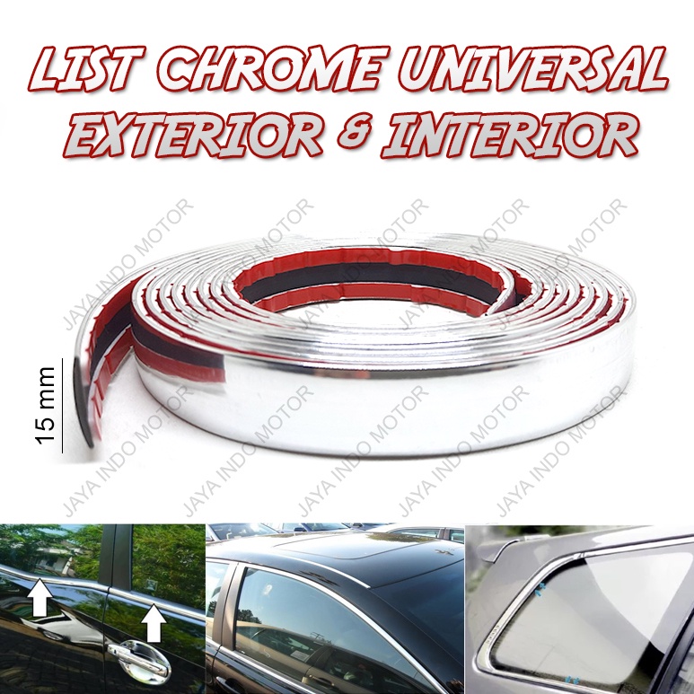 List Chrome Variasi Pintu Kaca Mobil Interior Exterior Mobil 15 mm