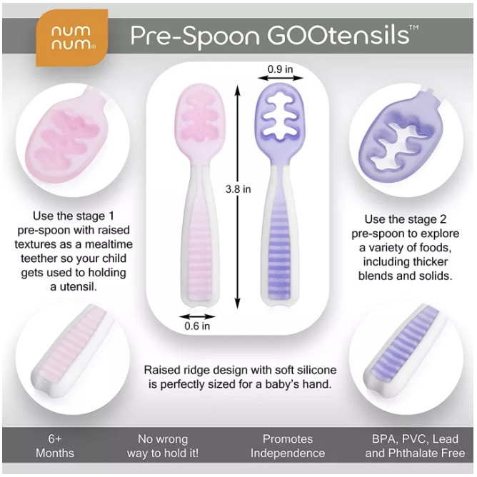 NumNum 2pk Pre-Spoon GOOtensil Silicone Spoon