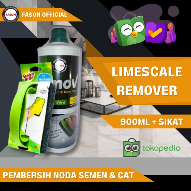 Pembersih Noda Semen &amp; Cat pada Keramik FASON Limov (900 ml) + sikat