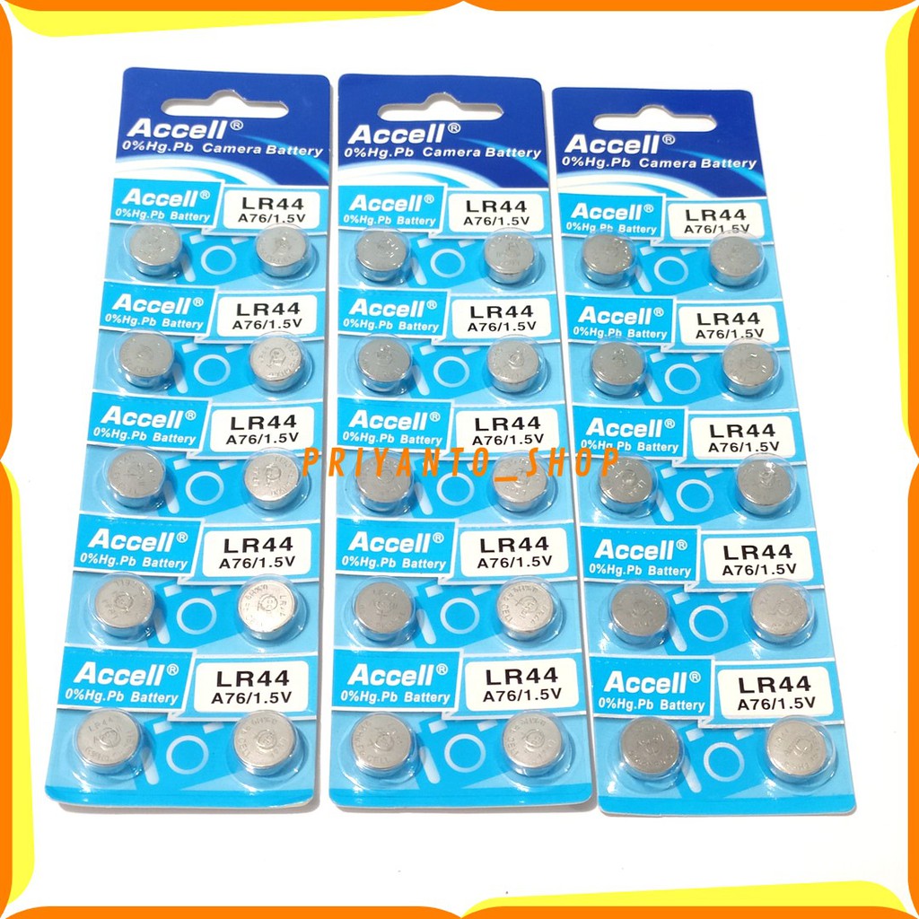 Battery batu Batre Accell LR-44 LR 44 A76 untuk Mainan kalkulator