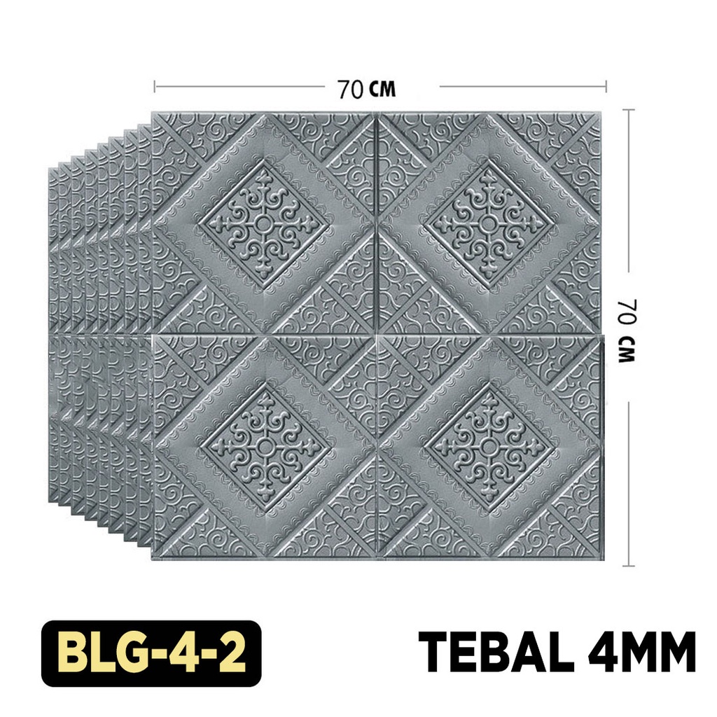 Wallpaper 3D FOAM / Wallpaper Dinding 3D Motif Foam Batik Bunga More High Quality / Wallfoam 3D-BLG-2-4 4MM ABU