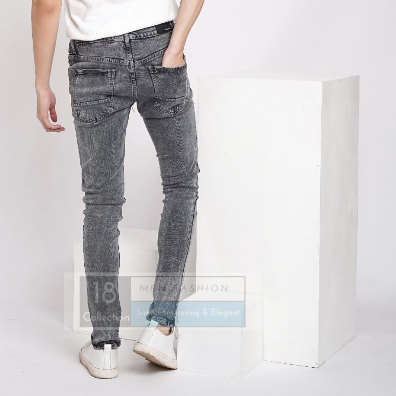 [PREMIUM] Celana Jeans Pria Panjang Acid Grey