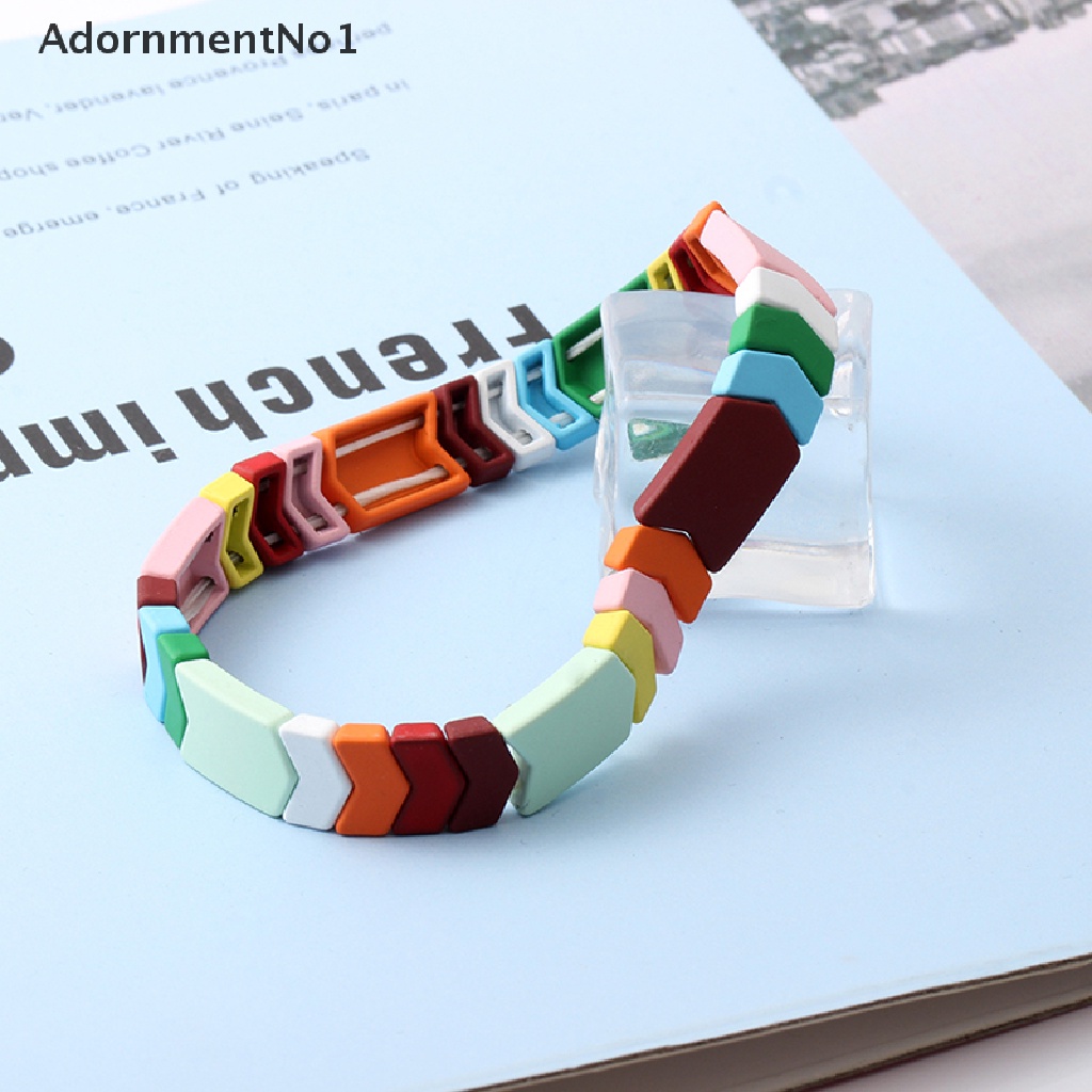 (AdornmentNo1) Gelang Tangan Tumpuk Elastis Handmade Gaya Bohemia Motif Geometri + Hollow Untuk Wanita