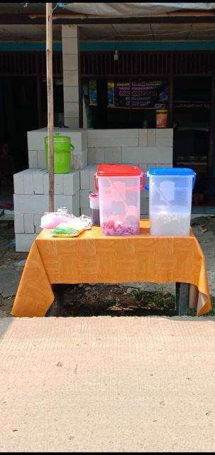 ( Khusus  Gosend ) Toples Es Buah Segi 30 Liter / Aquarium Green Leaf + Gayung