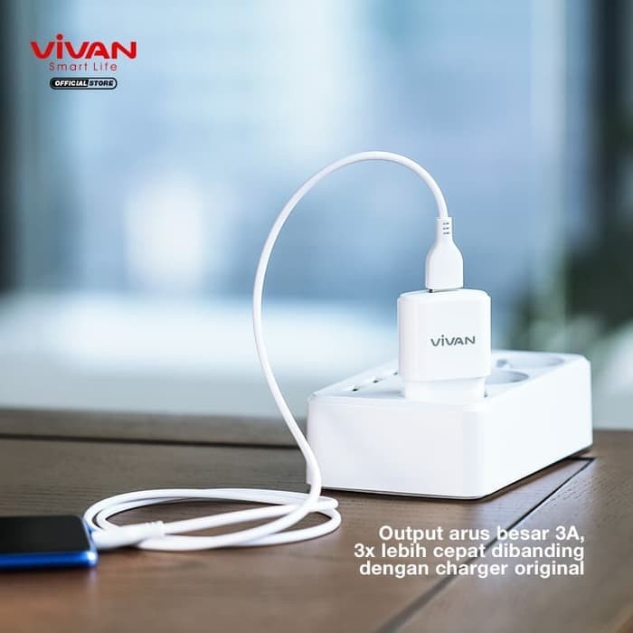 Batok Kepala Charger HP Vivan Power Oval 3.0 II Free Kabel Type C