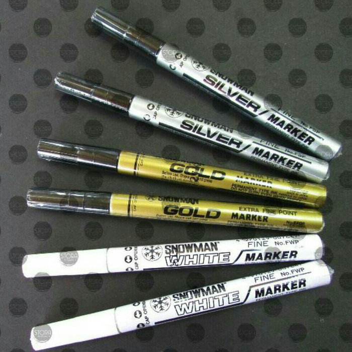 

Spidol snowman gold/silver/white marker extra fine point