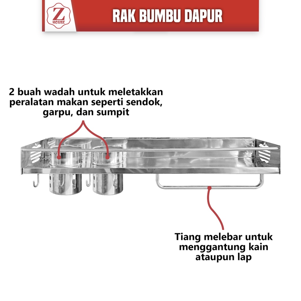 Rak Pisau-Rak Dapur 2 Gelas Full Stainless Steel-Rak Dinding Dapur-Rak Pisau-Rak Dapur 2 Gelas